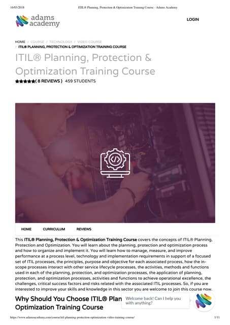 Itil planning, protection &amp; optimization training course - Adams Academy
