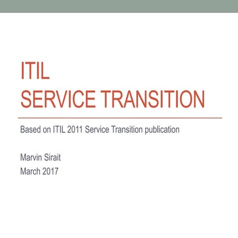 ITIL Service Transition 2011