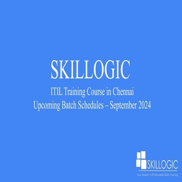 ITIL Foundation Training Course in Chennai.