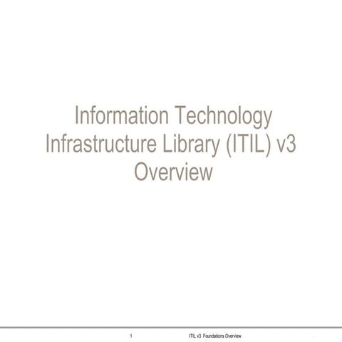 ITIL V3 Overview