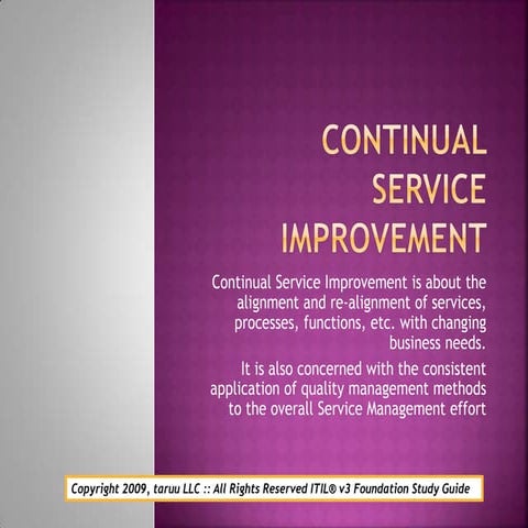 Itil v3 foundation study guide   continual service improvement