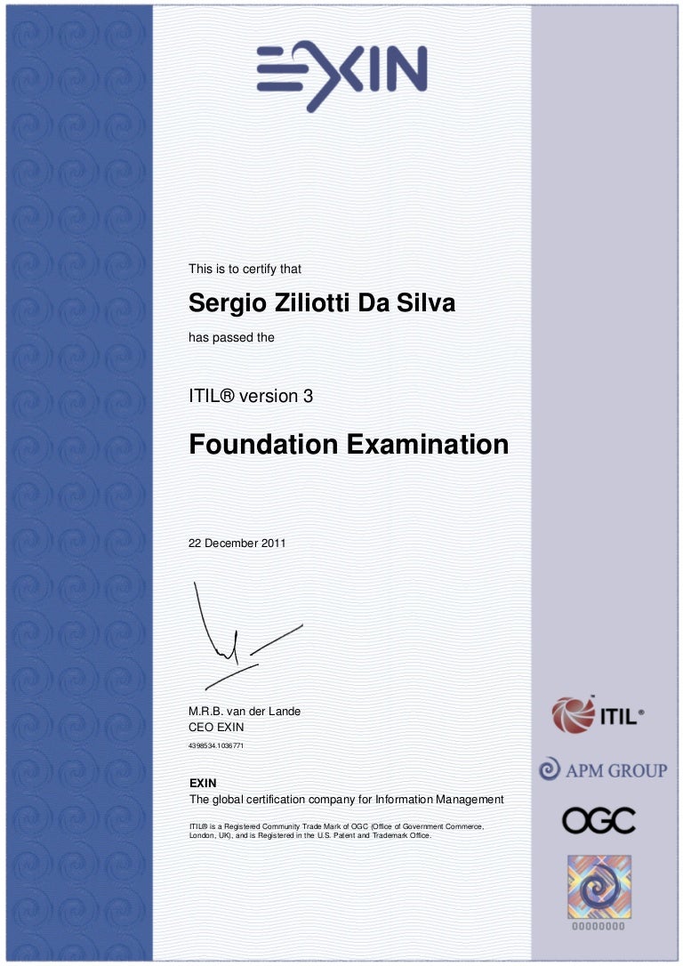 certificate itil v3 foundation itil v3 foundation