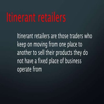 Itinerant Retailers