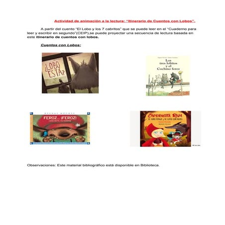Itinerario de cuentos con lobos.