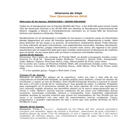 Itinerario de viaje 2010