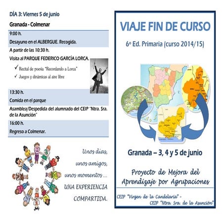 ITINERARIO VIAJE FIN DE CURSO GRANADA