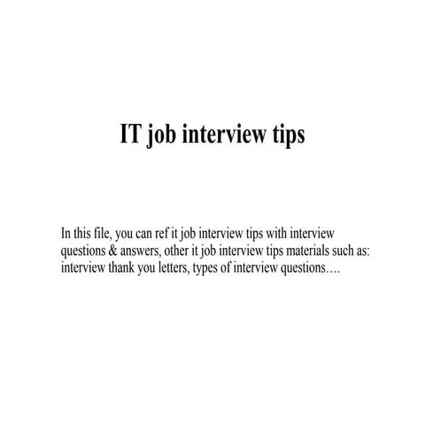 It job interview tips