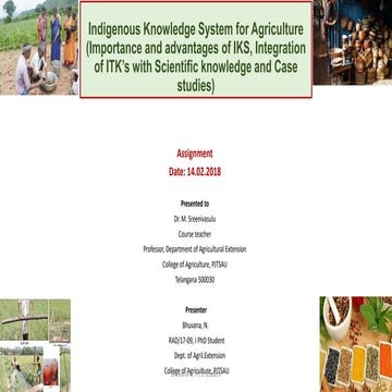 Indigenous Knowledge Systems for Agriculture 