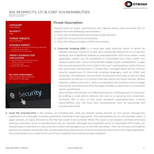 XSS, LFI & CSRF vulnerabilities