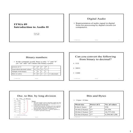 ITMA09 Introduction To Digital Audio II