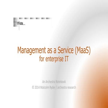 Management as a Service - MaaS for IT