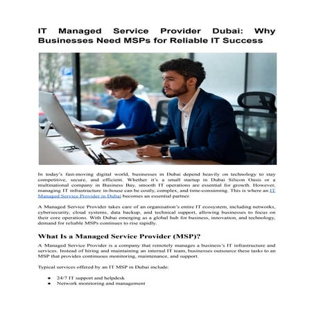 IT Managed Service Provider Dubai; Why Businesses Need MSPs for Reliable IT S...