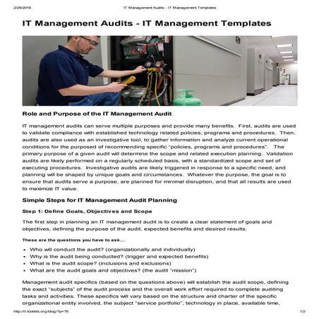 It management audits   it management templates