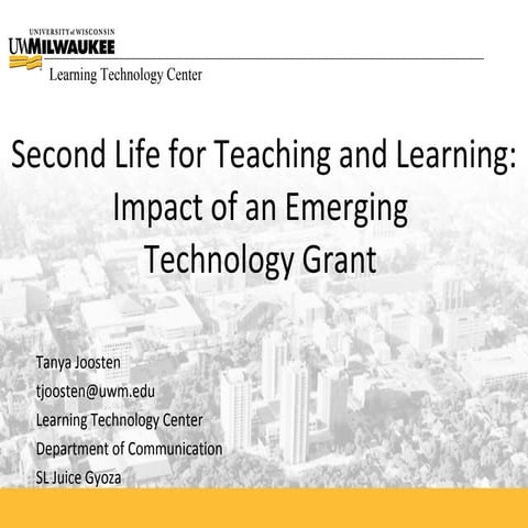 Second Life Presentation, Learning Technology Development Council, Wisconsin,...