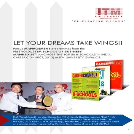 ITM University Gwalior  Brochure 2014