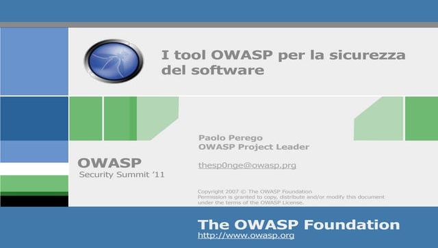 I tool owasp per la sicurezza del software 20110315