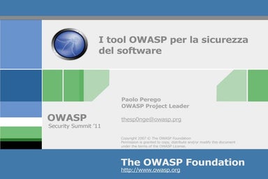 I tool owasp per la sicurezza del software 20110315