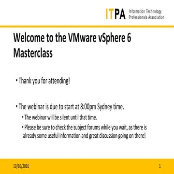 ITPA Online Short Course - VMware vSphere 6 Master Class (Week 1).pptx