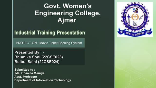 Movie Ticket Booking System Industrial Training