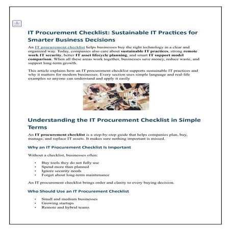 IT Procurement Checklist Guide technology | PDF