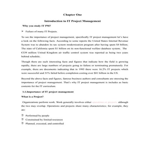 IT Project Management  information techonology