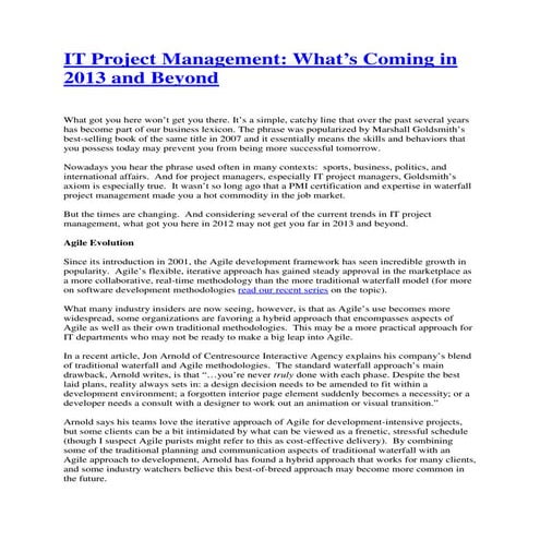 It project management  what’s coming in 2013