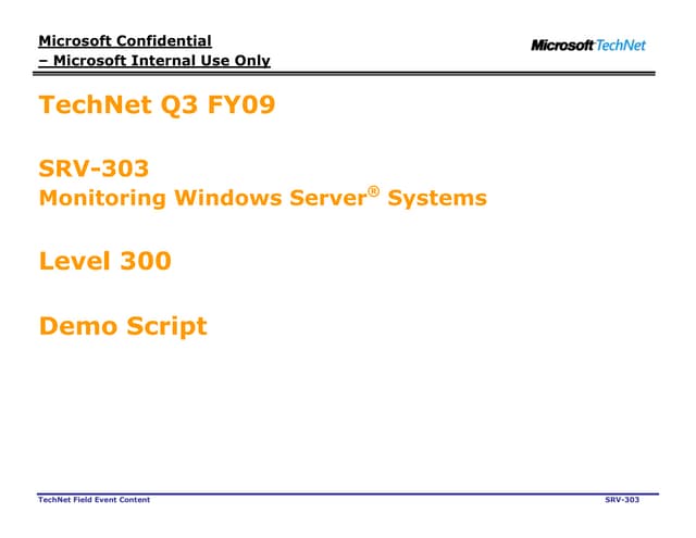 Monitoring Windows Server Systems Demo Script