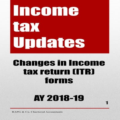 Changes in Income tax return forms AY 2018-19