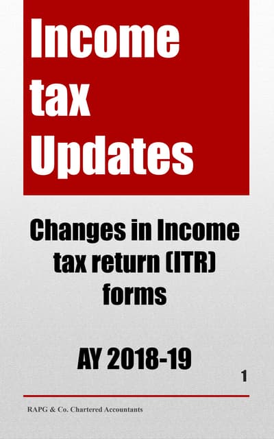 Changes In Income Tax Return Forms Ay 2018 19 Pdf Changes In Income Tax Return Forms Ay 2018 19 Pdf