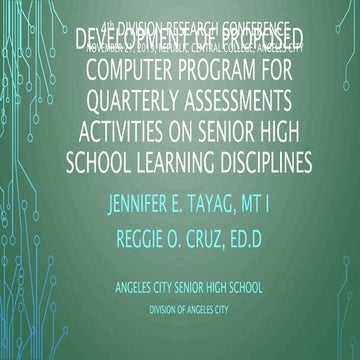 Development of Proposed Computer Program for Quarterly Assessments Activities 