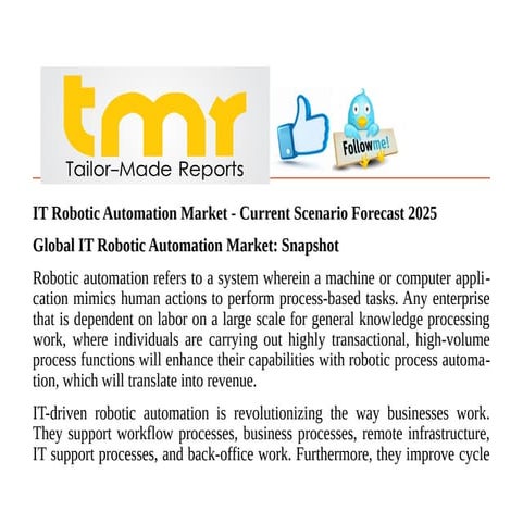 IT Robotic Automation Market - Current Scenario Forecast 2025