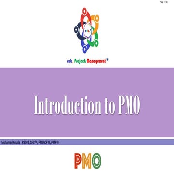 Itroduction to PMO  مقدمة في مكاتب المحافظ والبرامج والمشاريع 