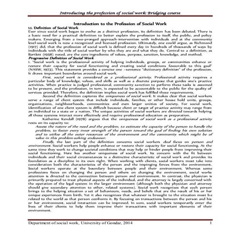 I troduction to Social Work Handout and practice