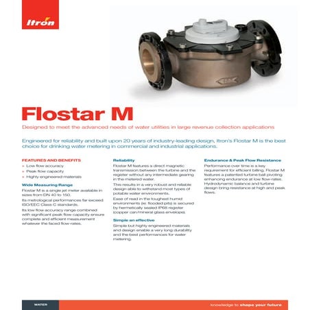 Itron Flostar M Single Jet Meter Brochure English | PDF