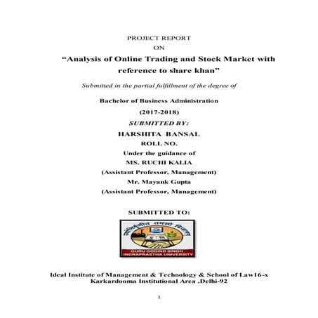 Internship report of share khan