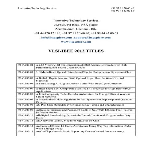 VLSI-IEEE-2013 PROJECTS