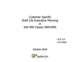 IT Sapiens-Customer Specific Shelf Life Planning in SAP ERP-Solution