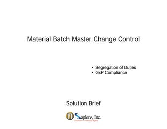 SAP Material Batch Master Change Control Solution