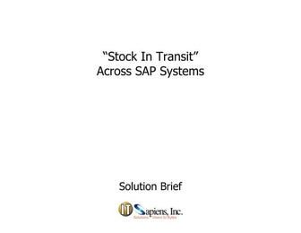 SAP-Cross System Stock In Transit Without APO