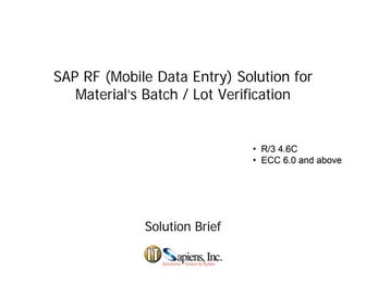 Batch Verification in SAP RF