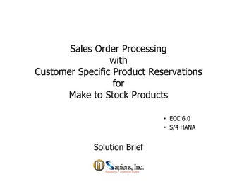 SAP Sales Order Processing With Customer Reservations