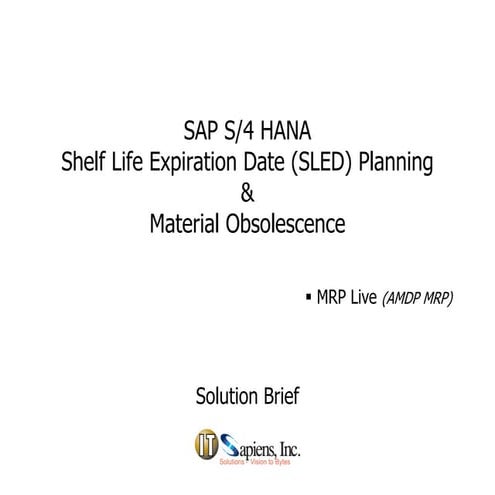 Shelf Life Planning in SAP S/4 HANA "MRP Live" 