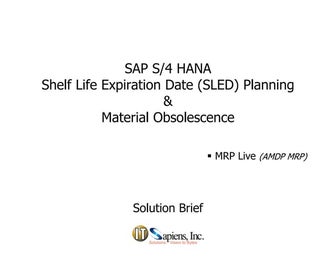 Shelf Life Planning in SAP S/4 HANA "MRP Live" 