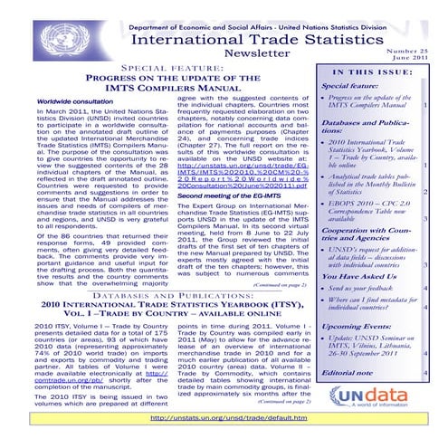 International Trade Statistics - Newsletter 