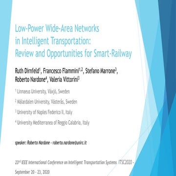 IEEE Intelligent Transportation Systems Conference 2020 - Low-Power Wide-Area...