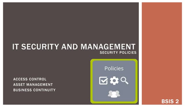 IT Security and Management - Prelim Lessons by Mark John Lado