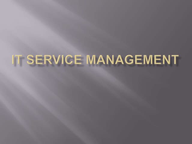 It Service Management
