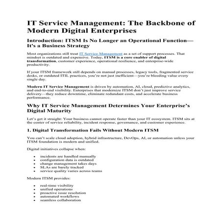 IT Service Management: The Backbone of Modern Digital Enterprises