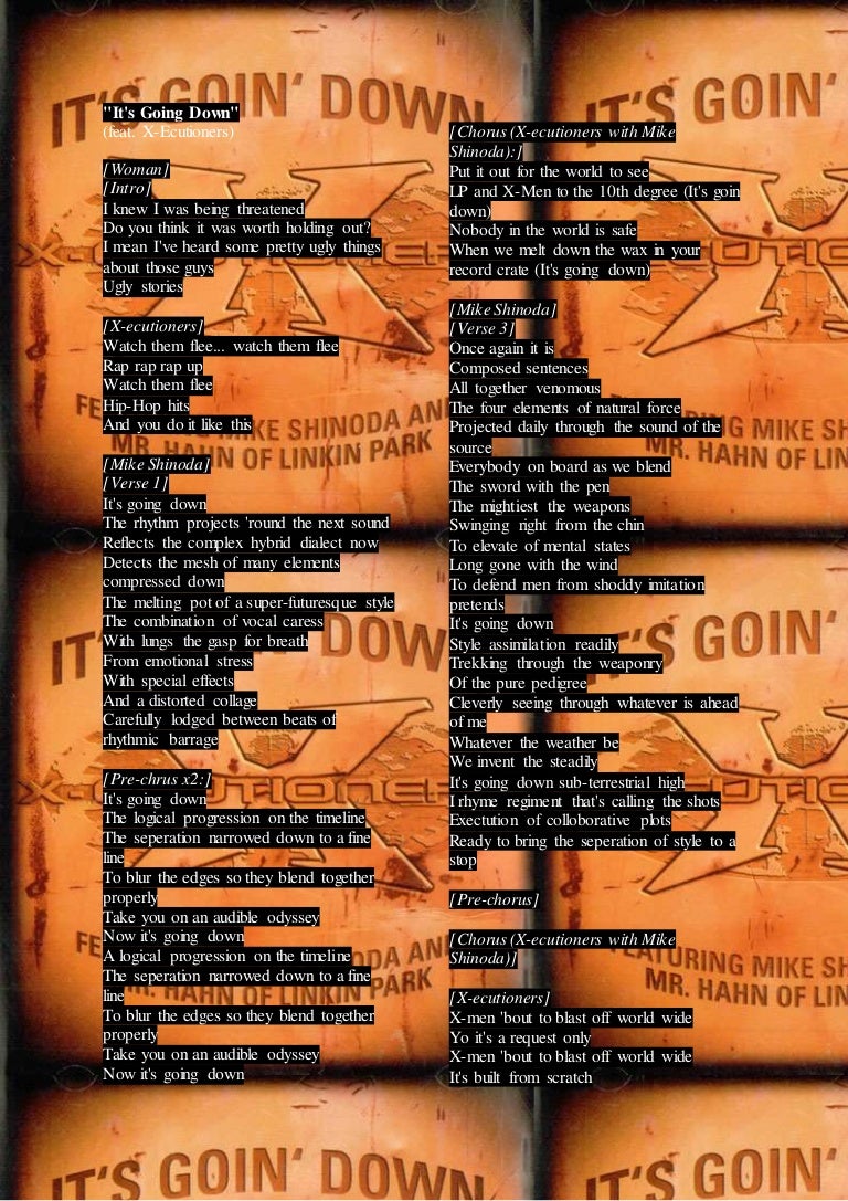 All The Right Places Yeah We're Goin Down It's goin down lyrics