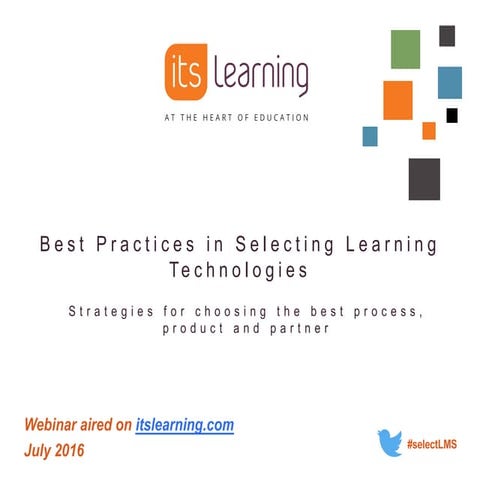 Best Practices for Selecting Learning Technologies
